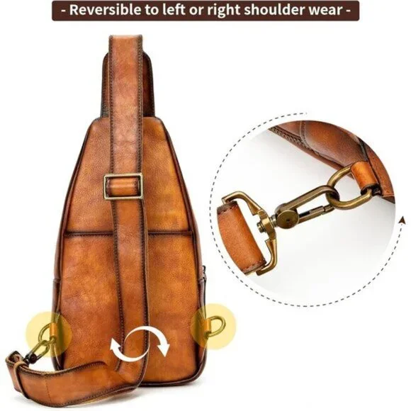 🆕Women Brown Genuine Leather Crossbody Sling Handmade Classic Vintage Bag - Picture 6 of 8